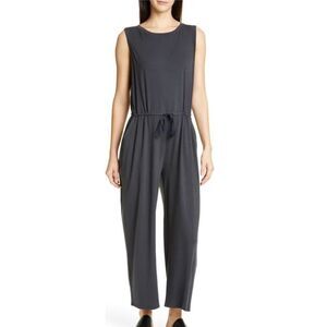 EILEEN FISHER Jumpsuit Women XS Tencel Lyocell Sleeveles Tie Waist Wide Leg Crop